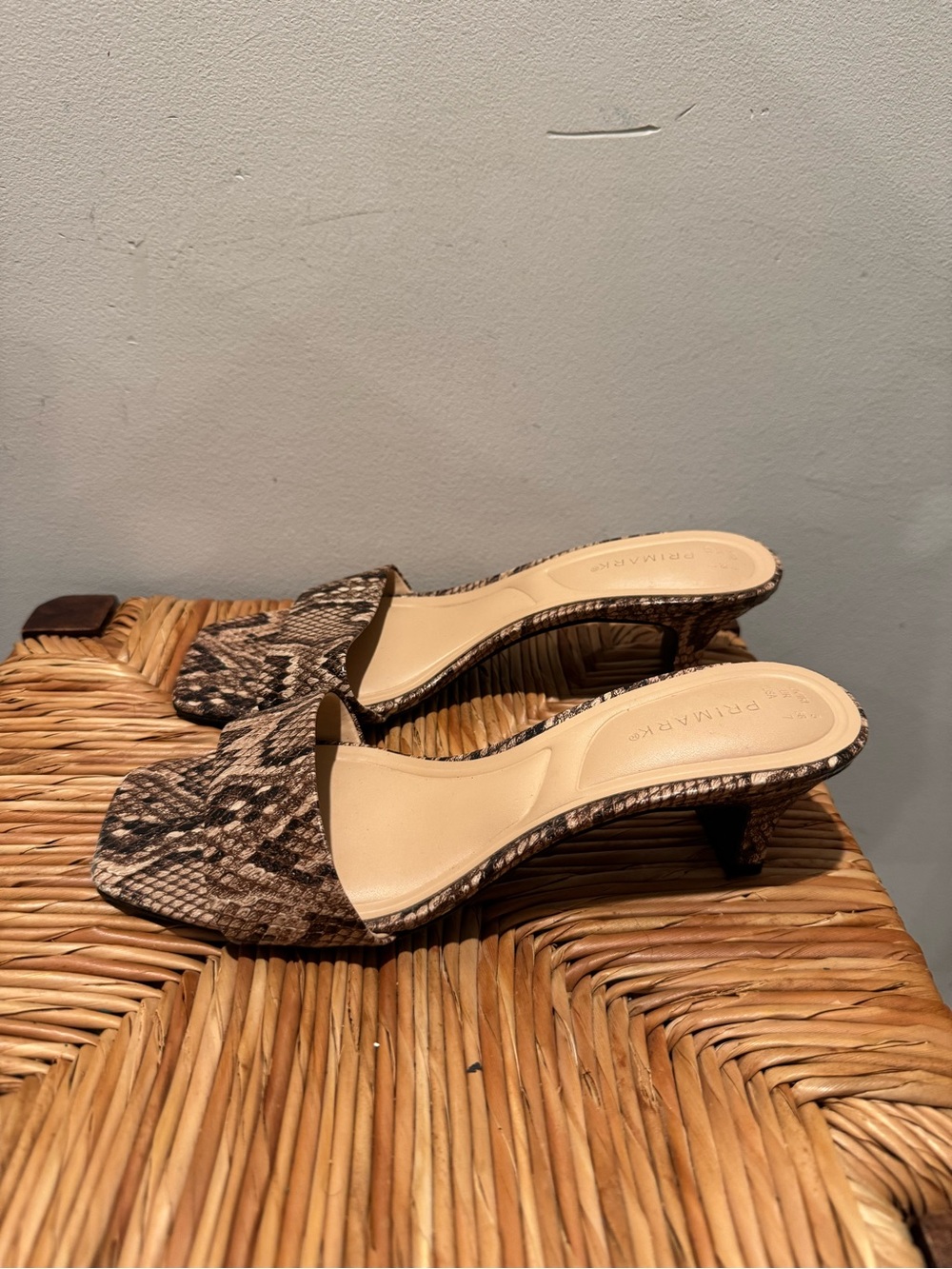 Primark Snake-Print Slide Mules - Brown/Tan size 7